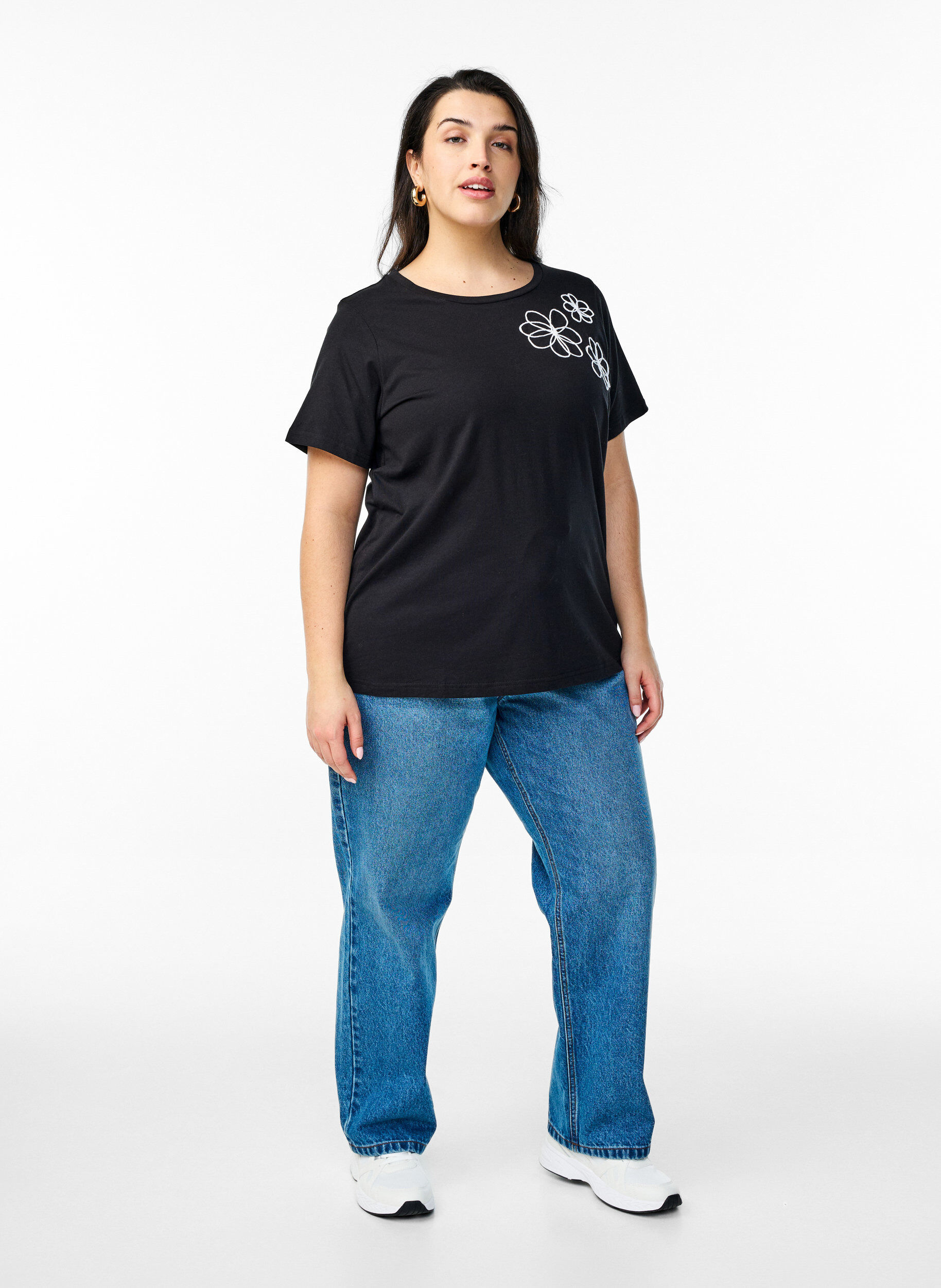 Zizzi T-shirt med dekorative detaljer , Sort, Model image number 1