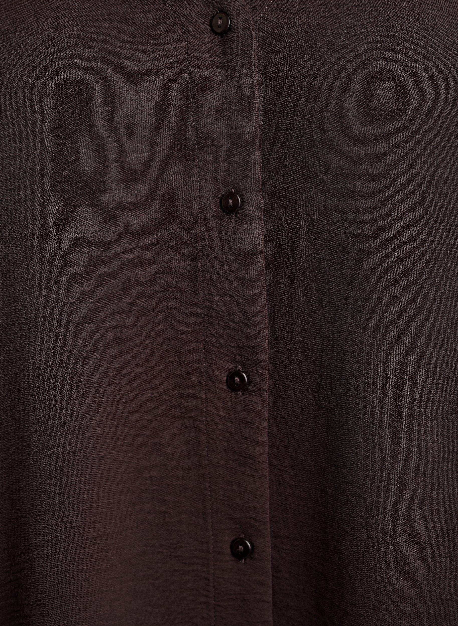 ZizziSkjortebluse med V-udsk&aelig;ring og 3/4-&aelig;rmer, Brun, Packshot image number 2