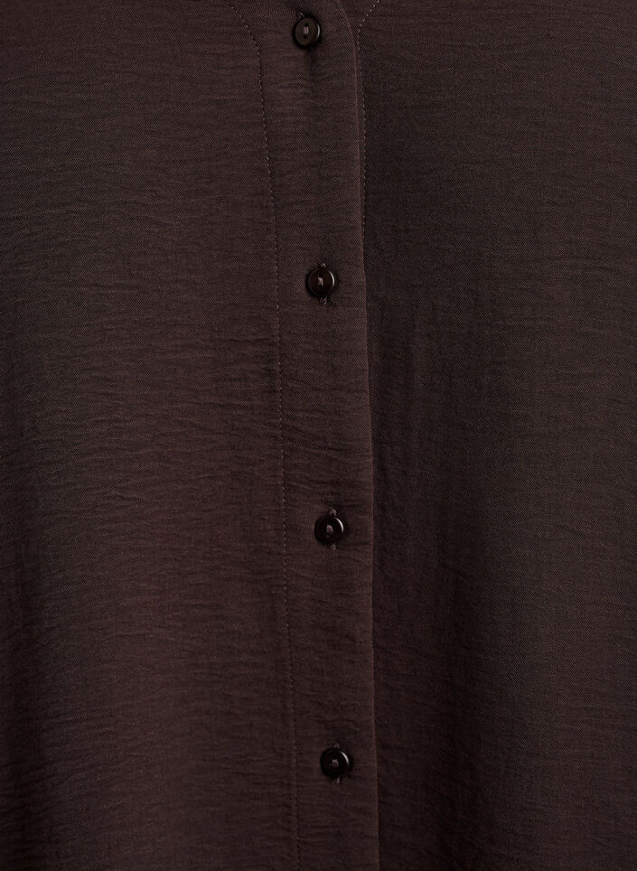 Skjortebluse med V-udsk&aelig;ring og 3/4-&aelig;rmer, Brun, Packshot image number 2