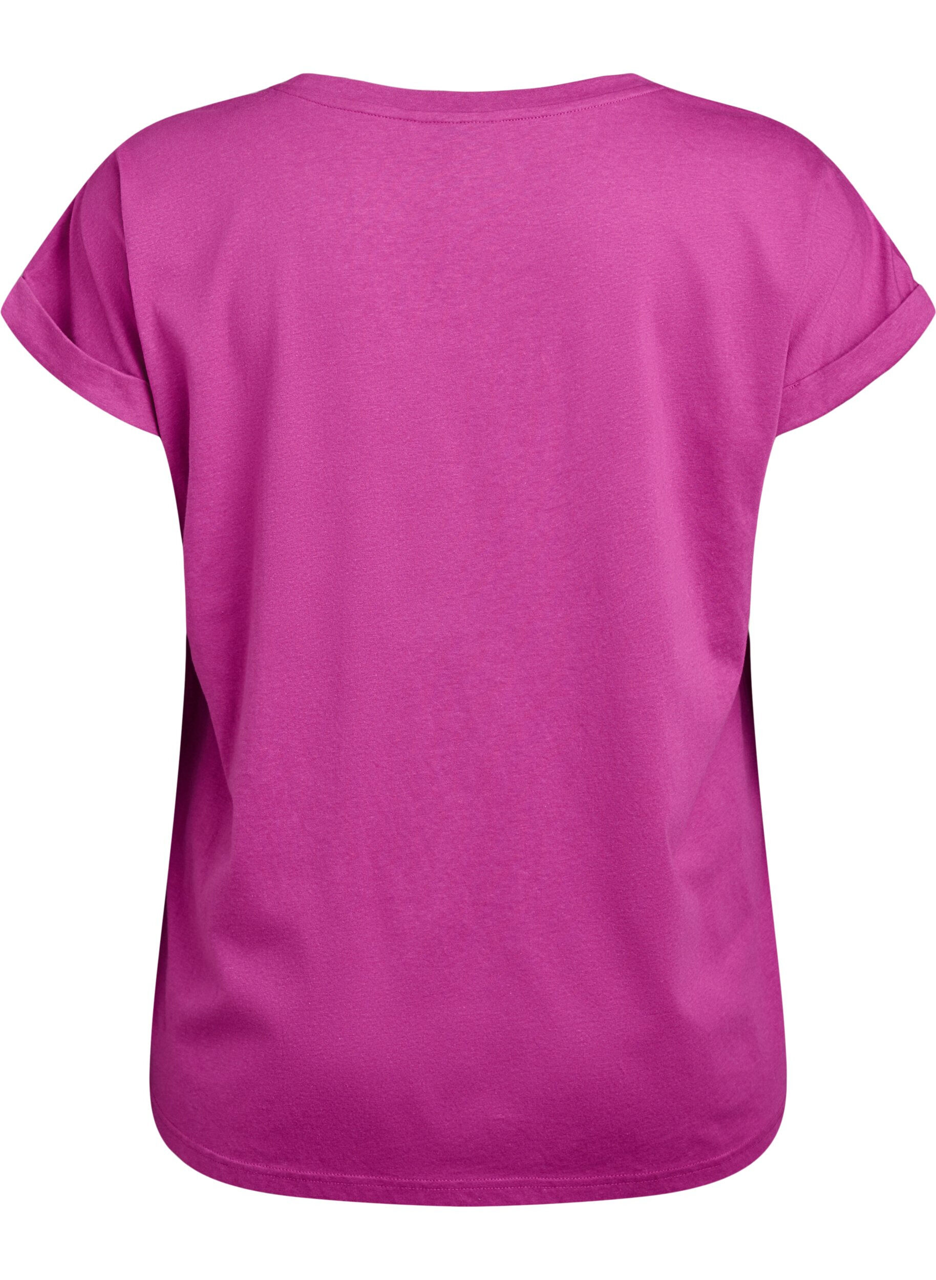 ZizziKort&aelig;rmet t-shirt i bomuldsblanding, Lilla, Packshot image number 1