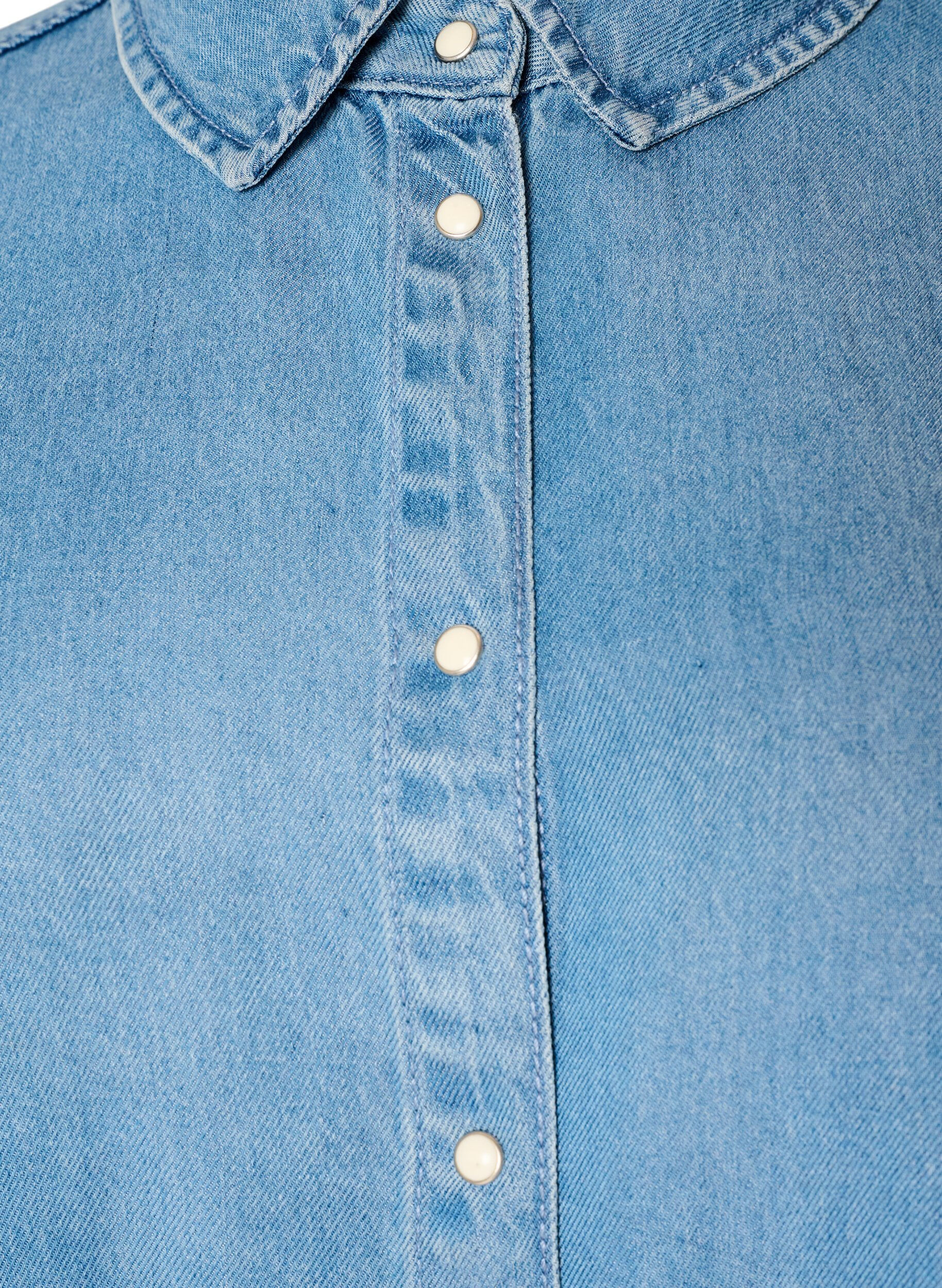 ZizziDenimskjorte i lyocell med trykknapper, Bl&aring;, Packshot image number 2