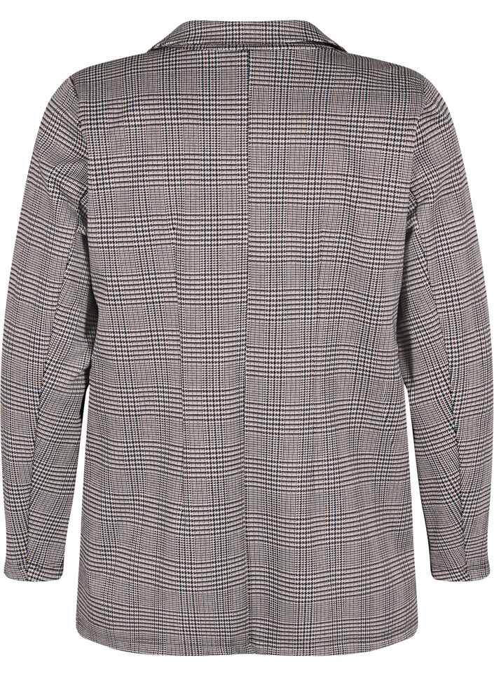 Ternet blazer med knaplukning, Beige Brown Check, Packshot image number 1