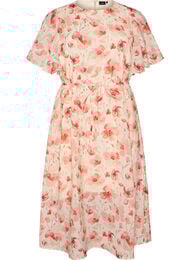 Ankellang kjole med vinge&aelig;rmer og bindeb&aring;nd, Lyser&oslash;d