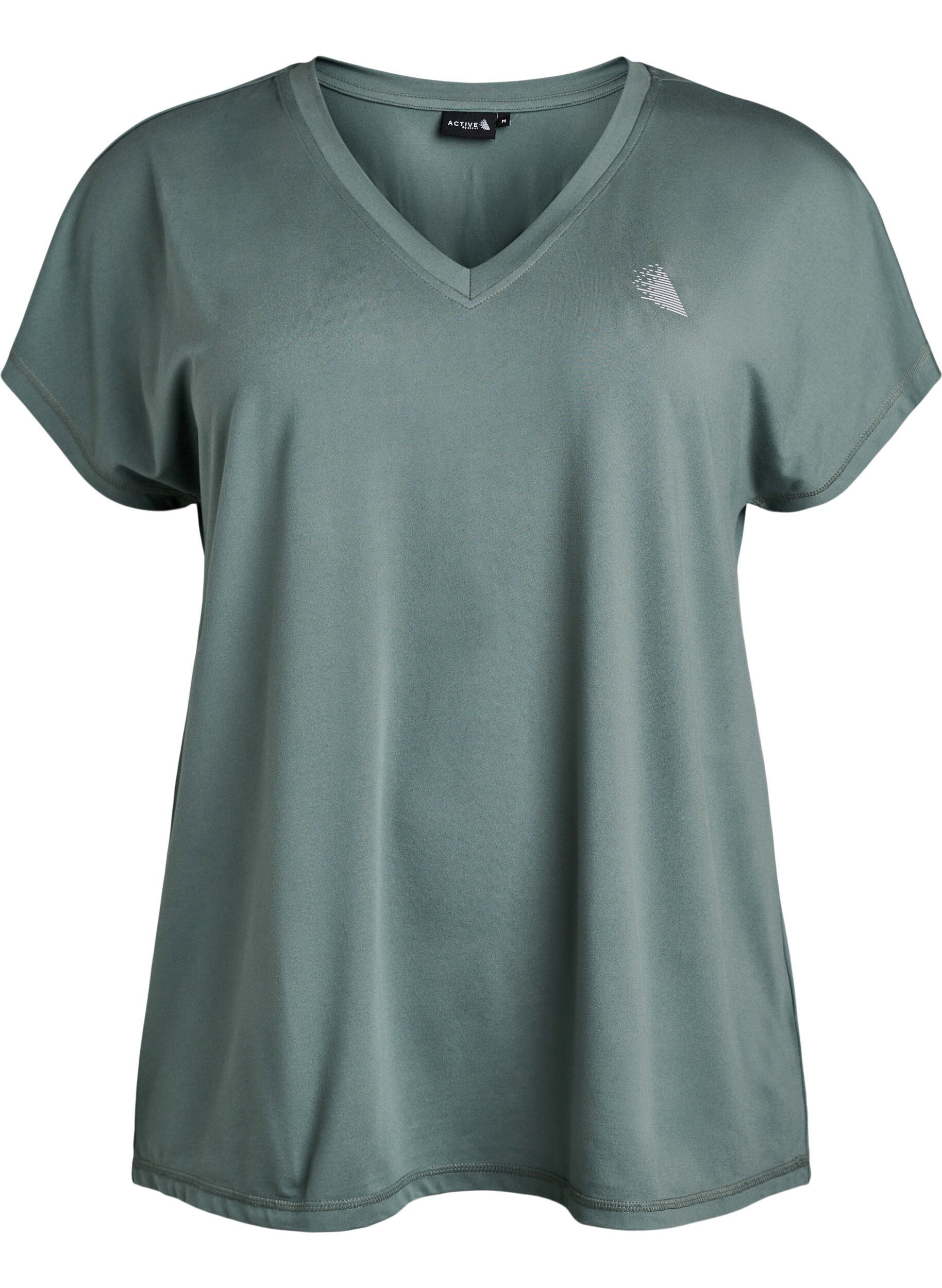 ZizziL&oslash;s tr&aelig;nings t-shirt med v-hals, Gr&oslash;n, Packshot image number 0