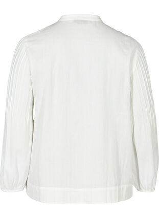 Langærmet bluse i økologisk bomuld, Bright White, Packshot image number 1