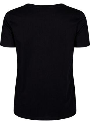 Bomulds t-shirt med motiv, Black w. Flower, Packshot image number 1