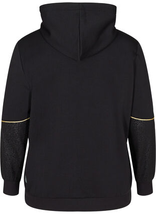 Sweatshirt med hætte og print, Black, Packshot image number 1