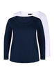 2-pak basis bluse i bomuld, Navy B/B White, Packshot image number 4
