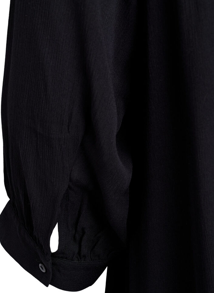 Tunika med 3/4 ærmer og A-snit, Sort, Packshot image number 3