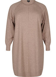 Strikkjole med rund hals og strikket mønster, Fossil Mel.