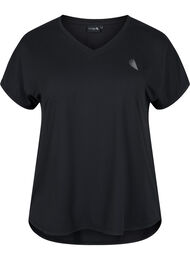 Kort&aelig;rmet tr&aelig;nings t-shirt med v-hals, Sort