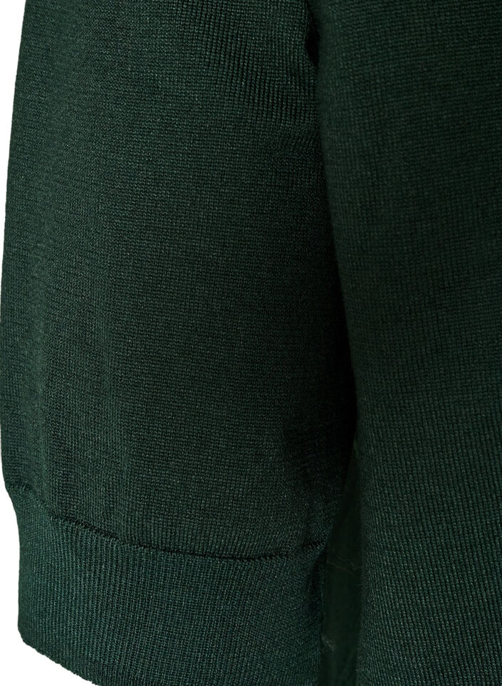 Finstrikket bluse med korte &aelig;rmer, Gr&oslash;n, Packshot image number 3