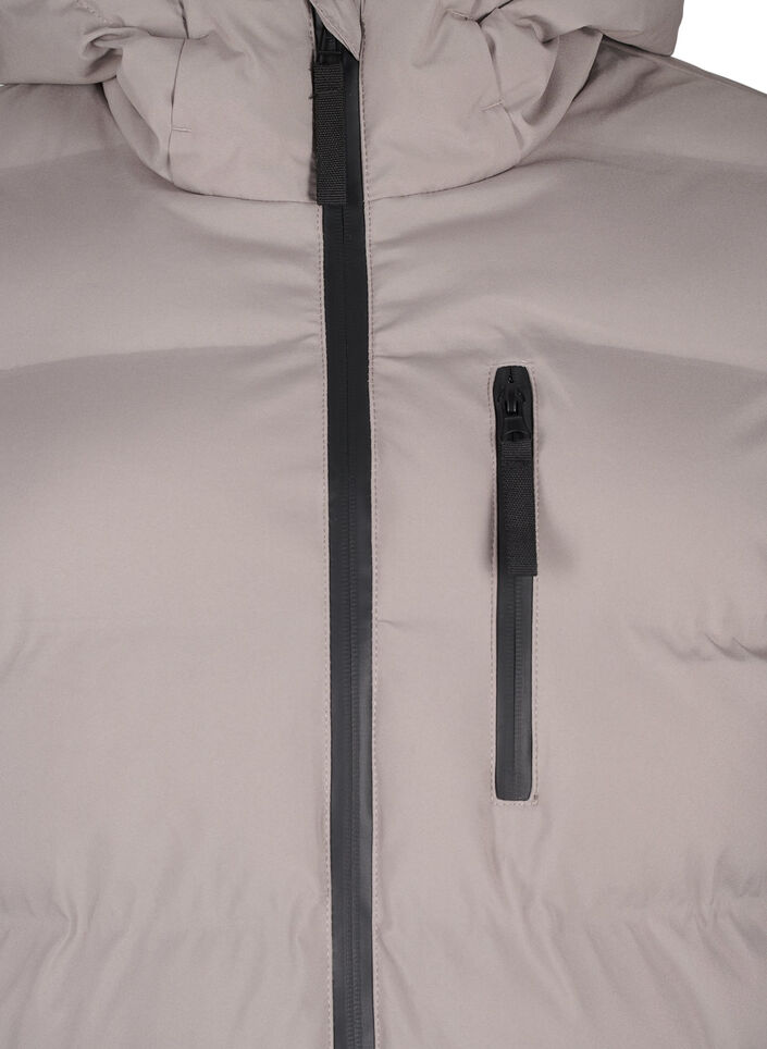 Pufferfrakke med hætte og lommer, Beige, Packshot image number 2