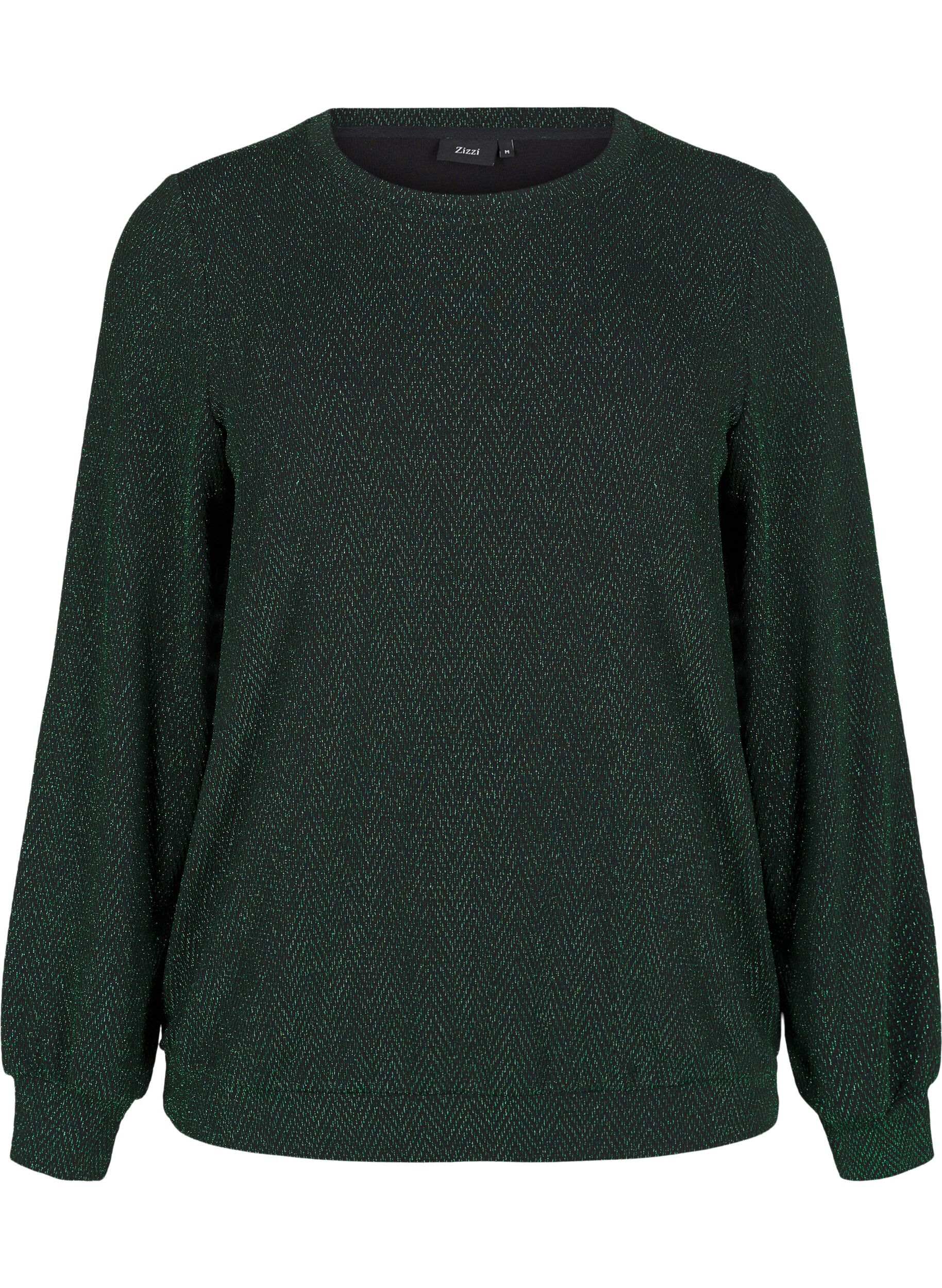 Zizzi Bluse med glimmer m&oslash;nster, Scarab ZigZagShimmer, Packshot image number 0