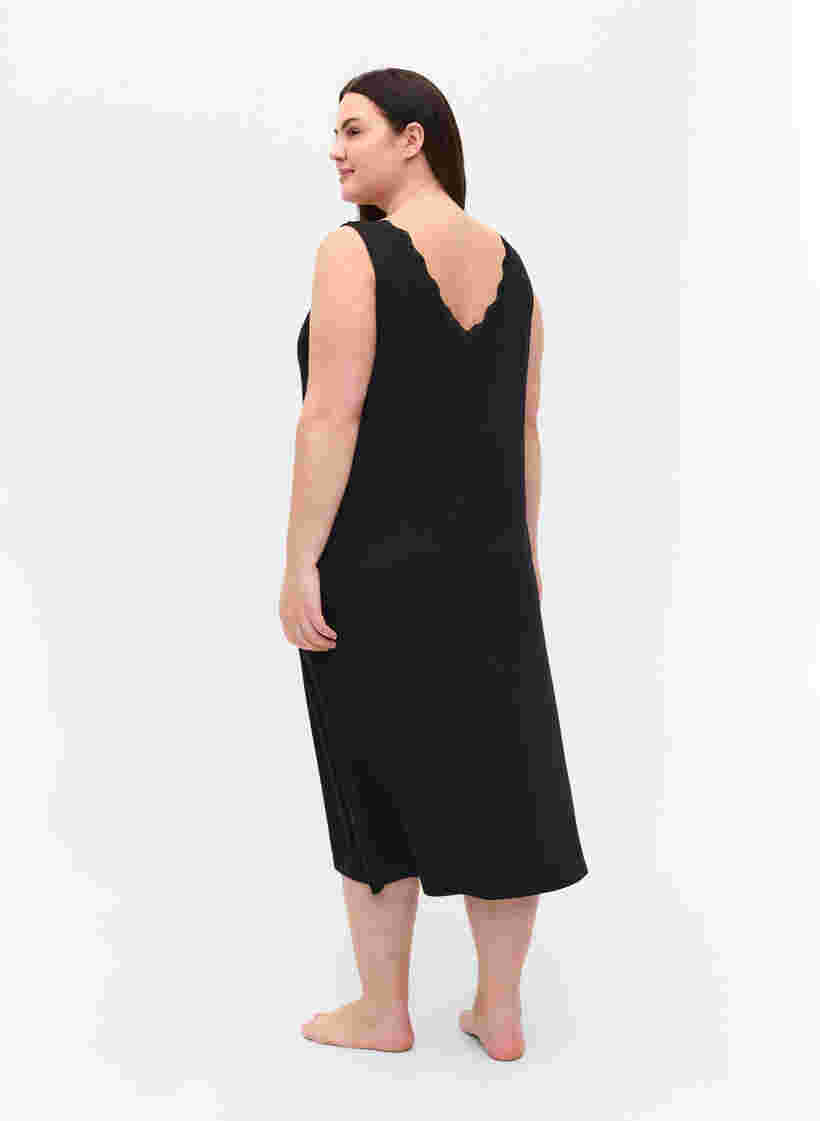 Ærmeløs natkjole i viskose, Black, Model image number 1