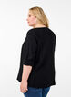 Viskose skjortebluse med 3/4 ærmer, Black, Model image number 1