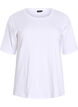 Ribbet jerseybluse med korte &aelig;rmer, Hvid, Packshot image number 0