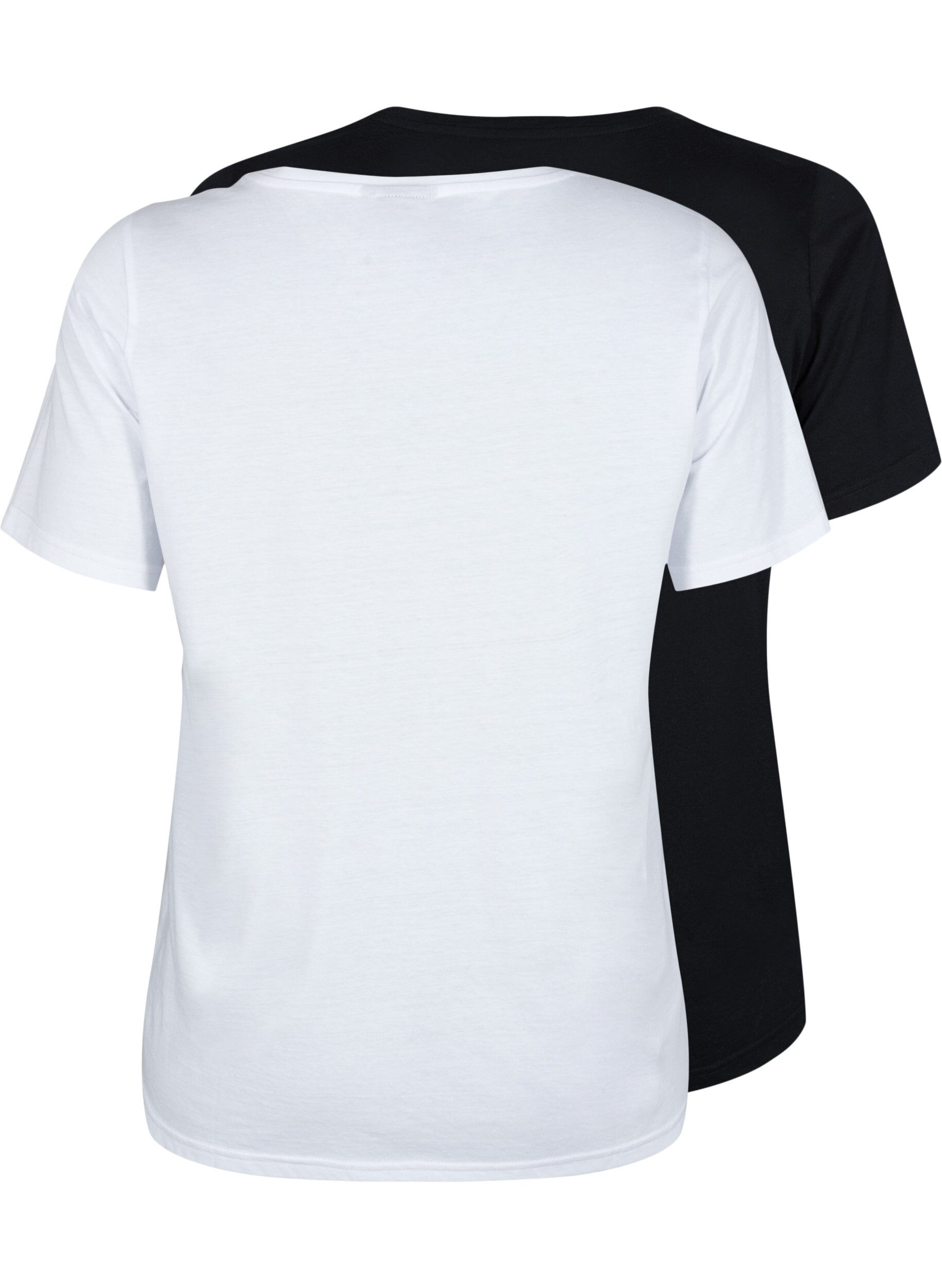 Zizzi FLASH - 2-pak t-shirts med rund hals, White/Black, Packshot image number 1