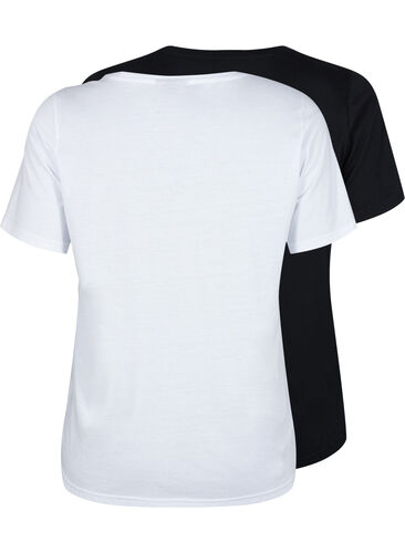 FLASH - 2-pak t-shirts med rund hals, White/Black, Packshot image number 1