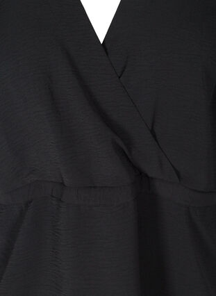 Bluse med pufærmer og snøre i taljen, Black, Packshot image number 2