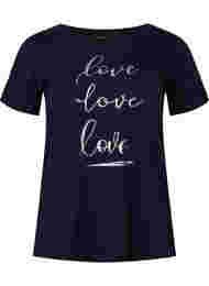 Kortærmet bomulds t-shirt med tryk, Night Sky Love Love