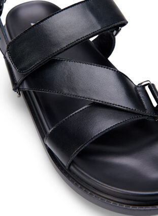 Wide fit sandal i læder med justerbare stropper, Black, Packshot image number 3