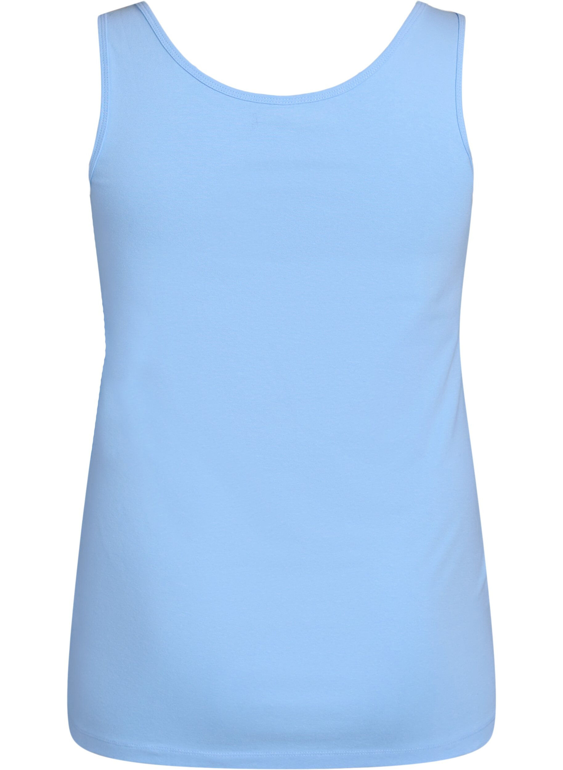 ZizziEnsfarvet basis top i bomuld, Bl&aring;, Packshot image number 1