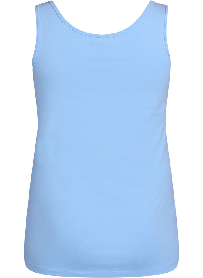 Ensfarvet basis top i bomuld, Bl&aring;, Packshot image number 1