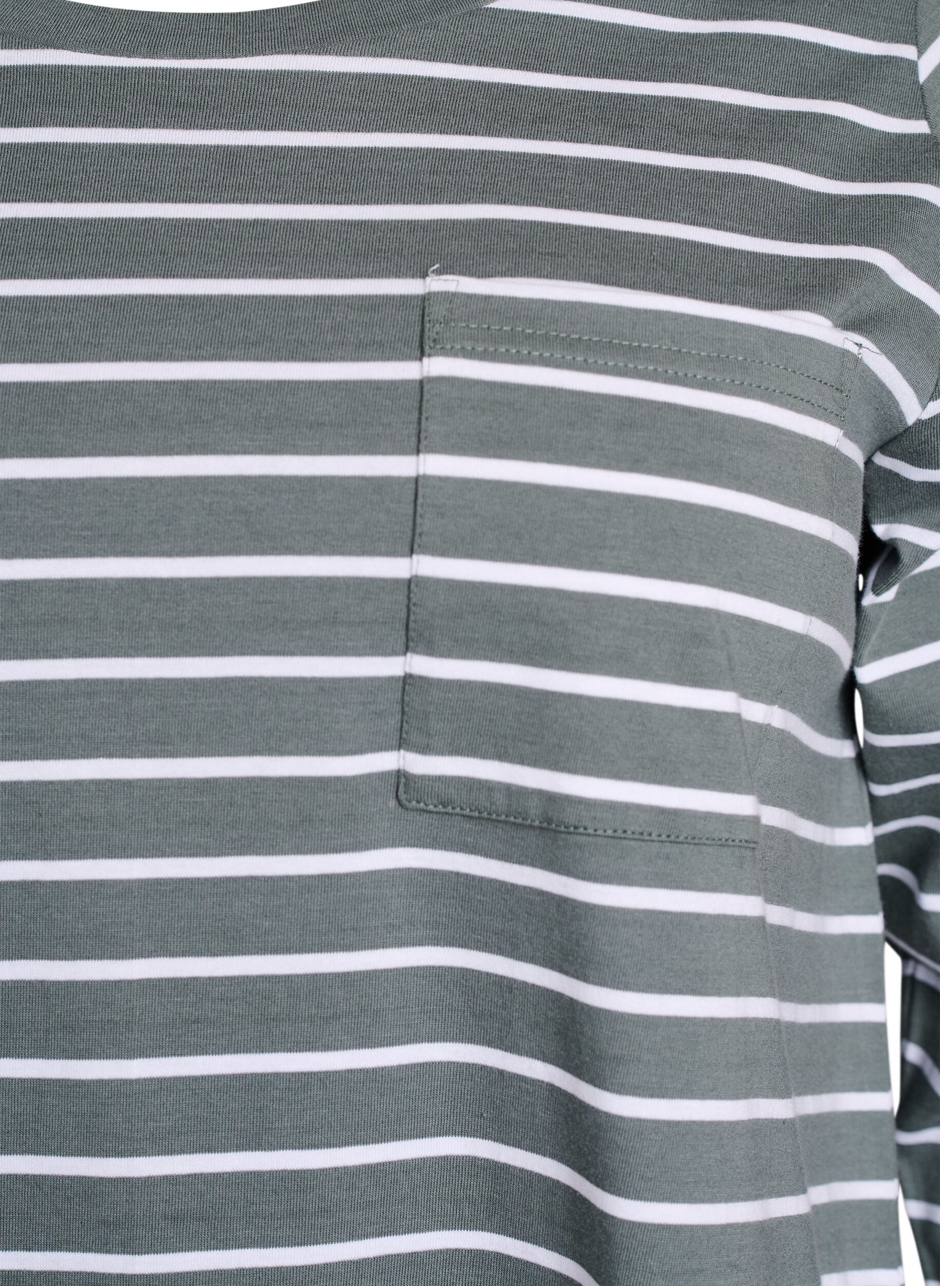 Zizzi Natkjole i &oslash;kologisk bomuld med striber, Gr&oslash;n, Packshot image number 2