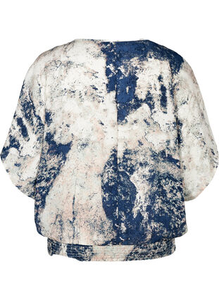 Bluse med print og smock, Twilight Blue AOP, Packshot image number 1