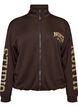 Sporty bombercardigan med lynl&aring;s og h&oslash;j krave, Brun, Packshot image number 0