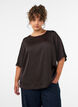 Satinbluse med albuelange &aelig;rmer, Brun, Model image number 0