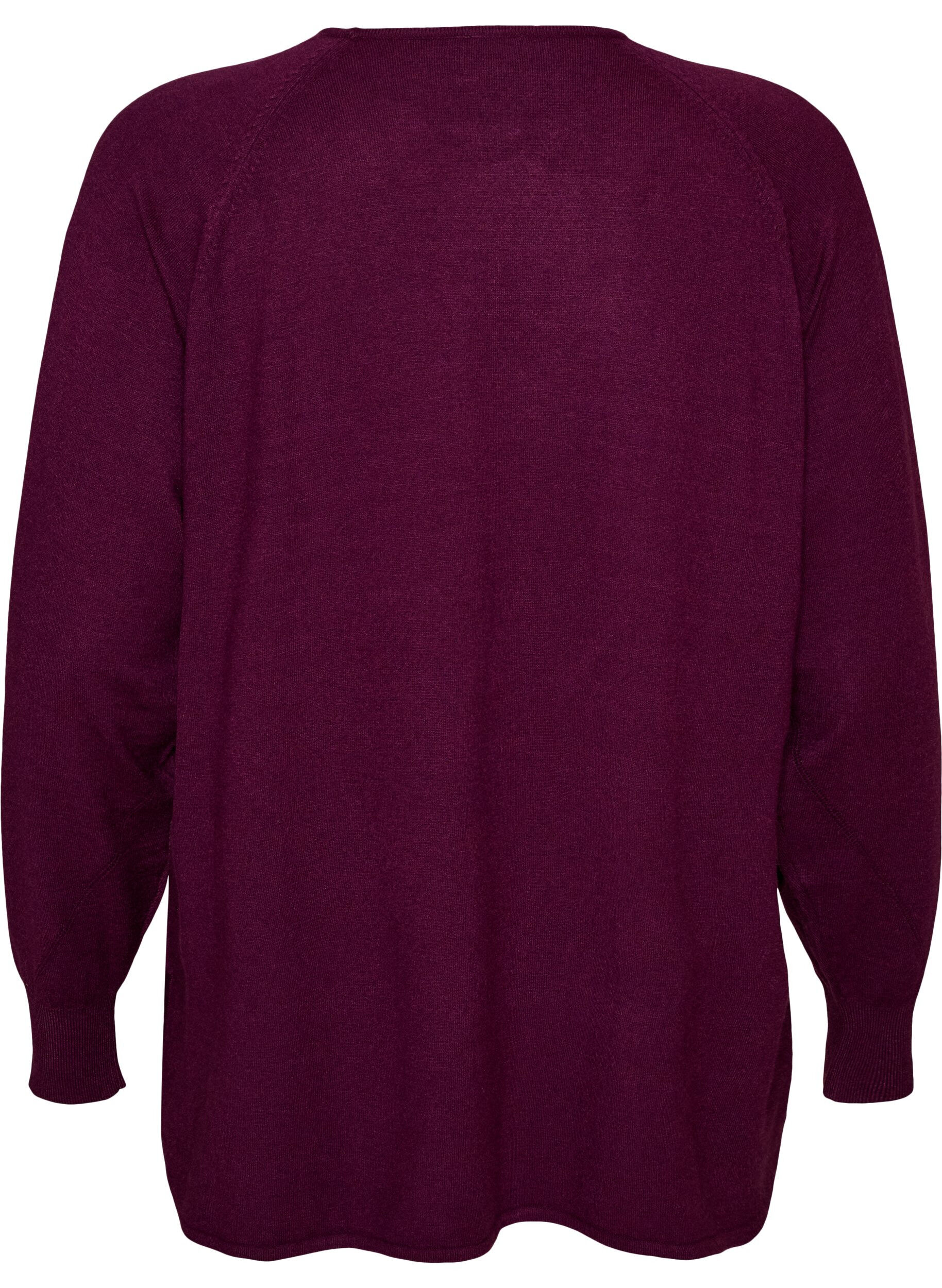 ZizziStrikbluse med rund hals og strikket m&oslash;nster, R&oslash;d, Packshot image number 1