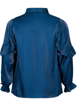 Skjorte i viskose med flæser, Titan, Packshot image number 1