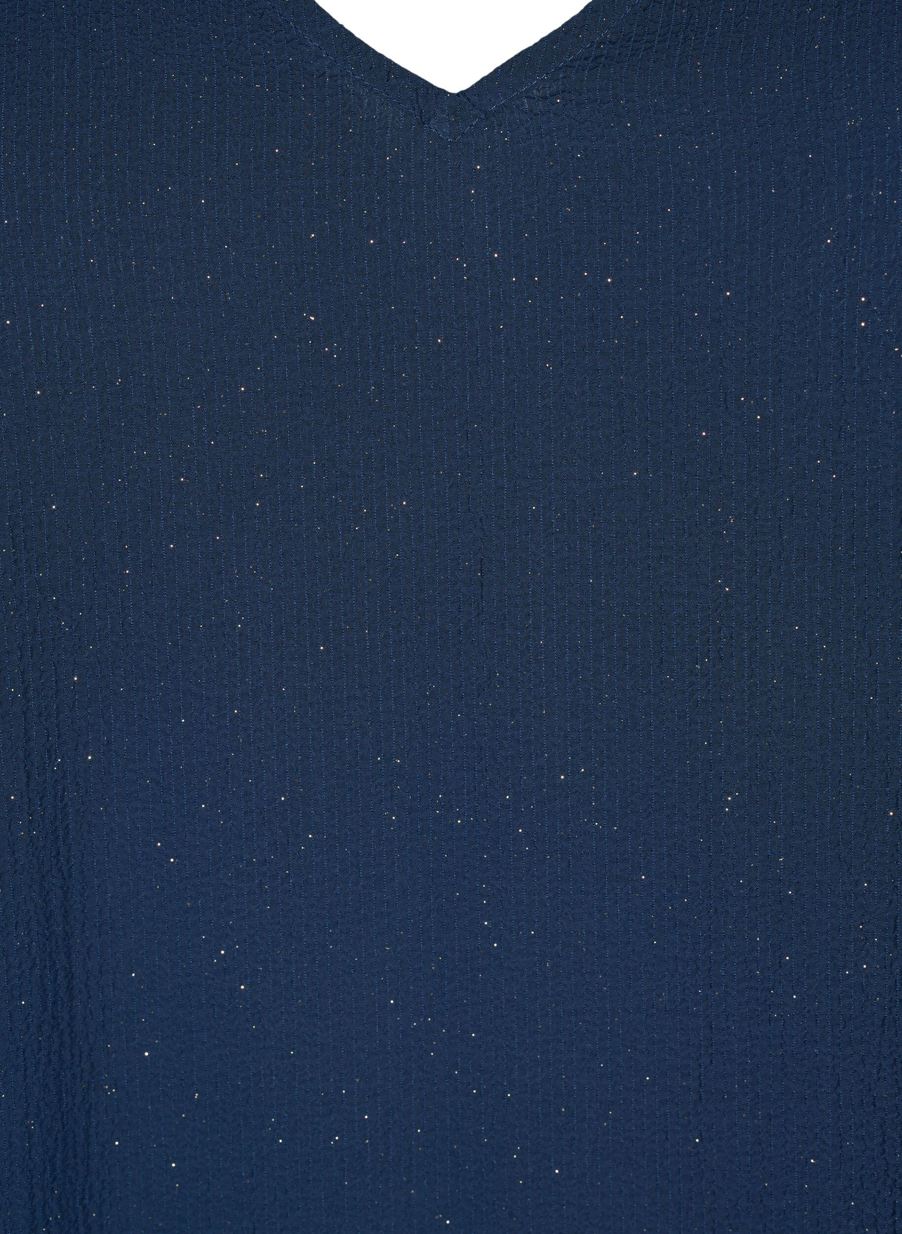 Zizzi FLASH - Lang&aelig;rmet kjole med glitter, Navy w. Gold , Packshot image number 2