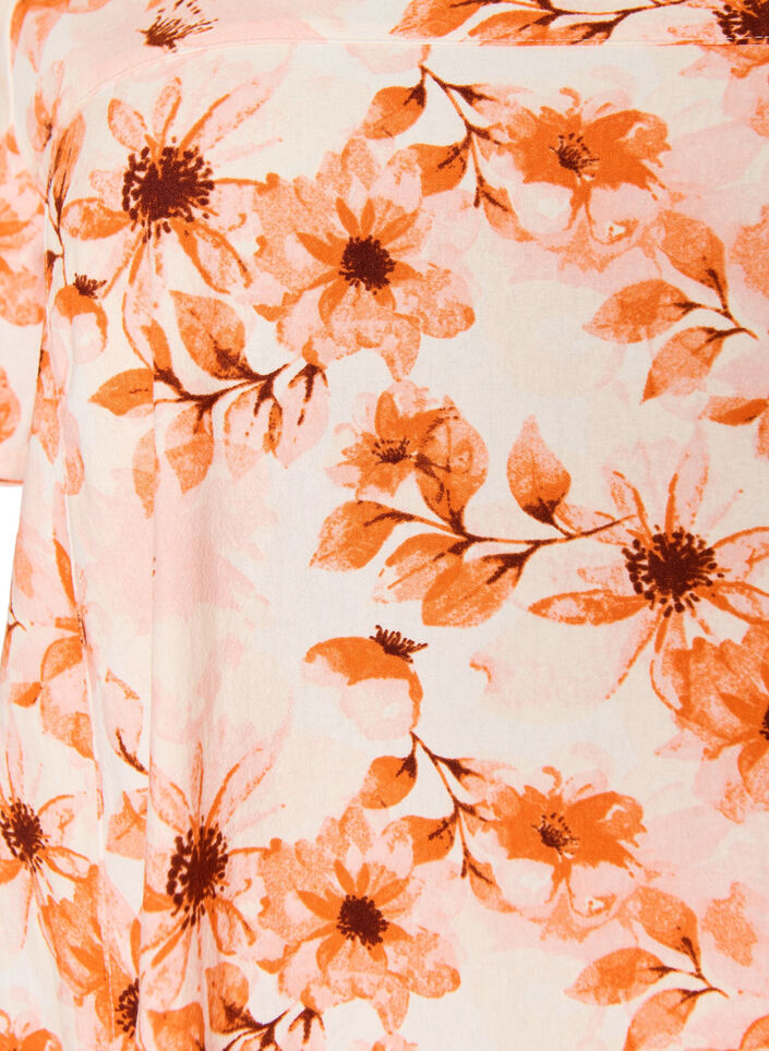 Kort&aelig;rmet bomuldskjole med print, Orange, Packshot image number 2