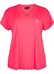 Løs trænings t-shirt med v-hals, Neon Diva Pink