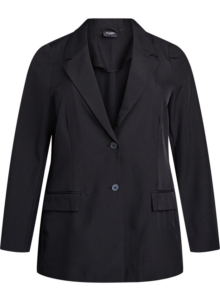 Blazer med lommer og slids, Sort, Packshot image number 0
