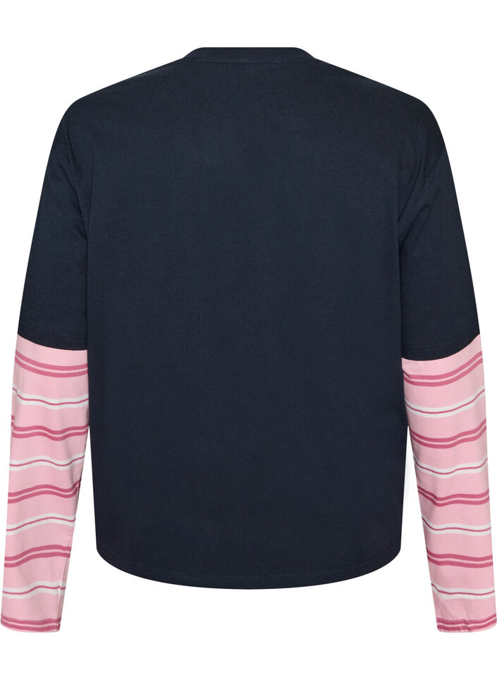 T-shirt med sporty lag-p&aring;-lag-look, Bl&aring;, Packshot image number 1