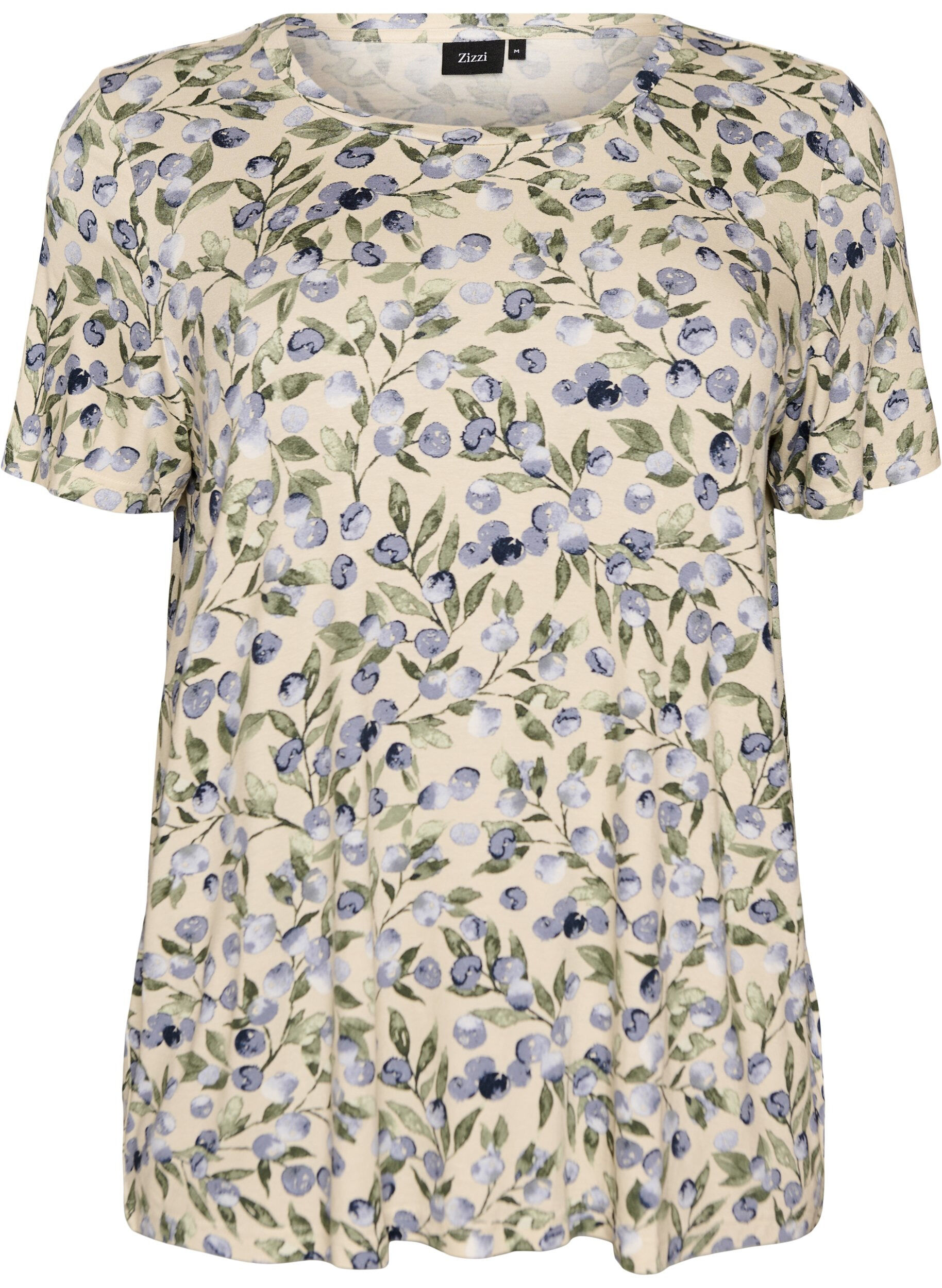 Zizzi T-shirt med blomsterprint, Vanilla, Packshot image number 0