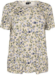 T-shirt med blomsterprint, Vanilla