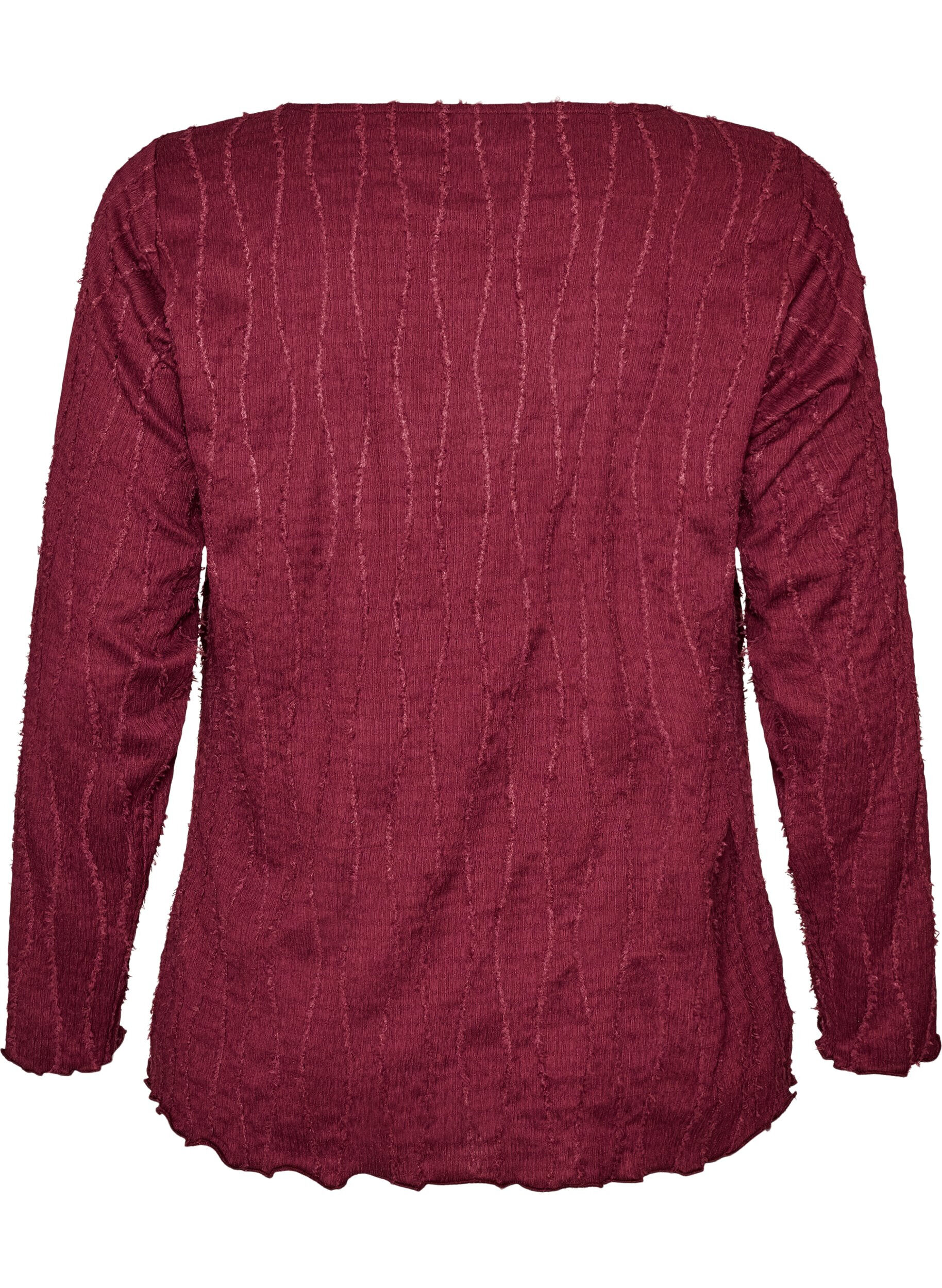 ZizziJerseybluse med b&oslash;lget struktur, R&oslash;d, Packshot image number 1