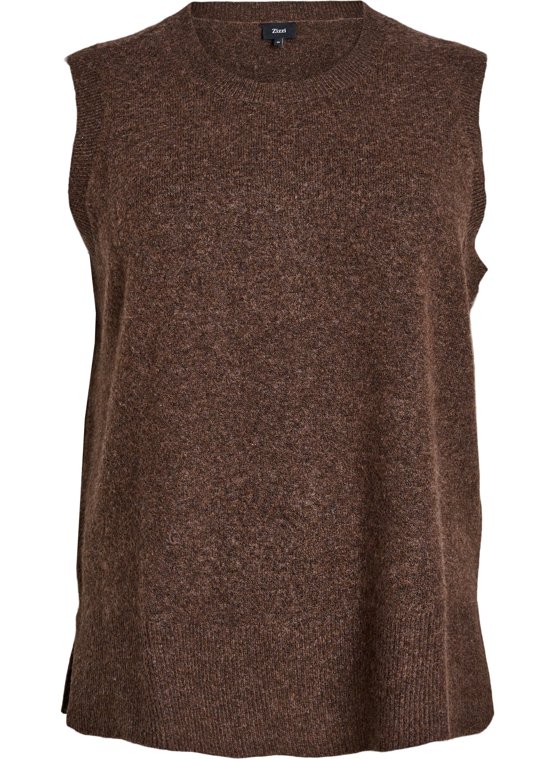 ZizziStrikvest med ribkanter, Gr&oslash;n, Packshot image number 0