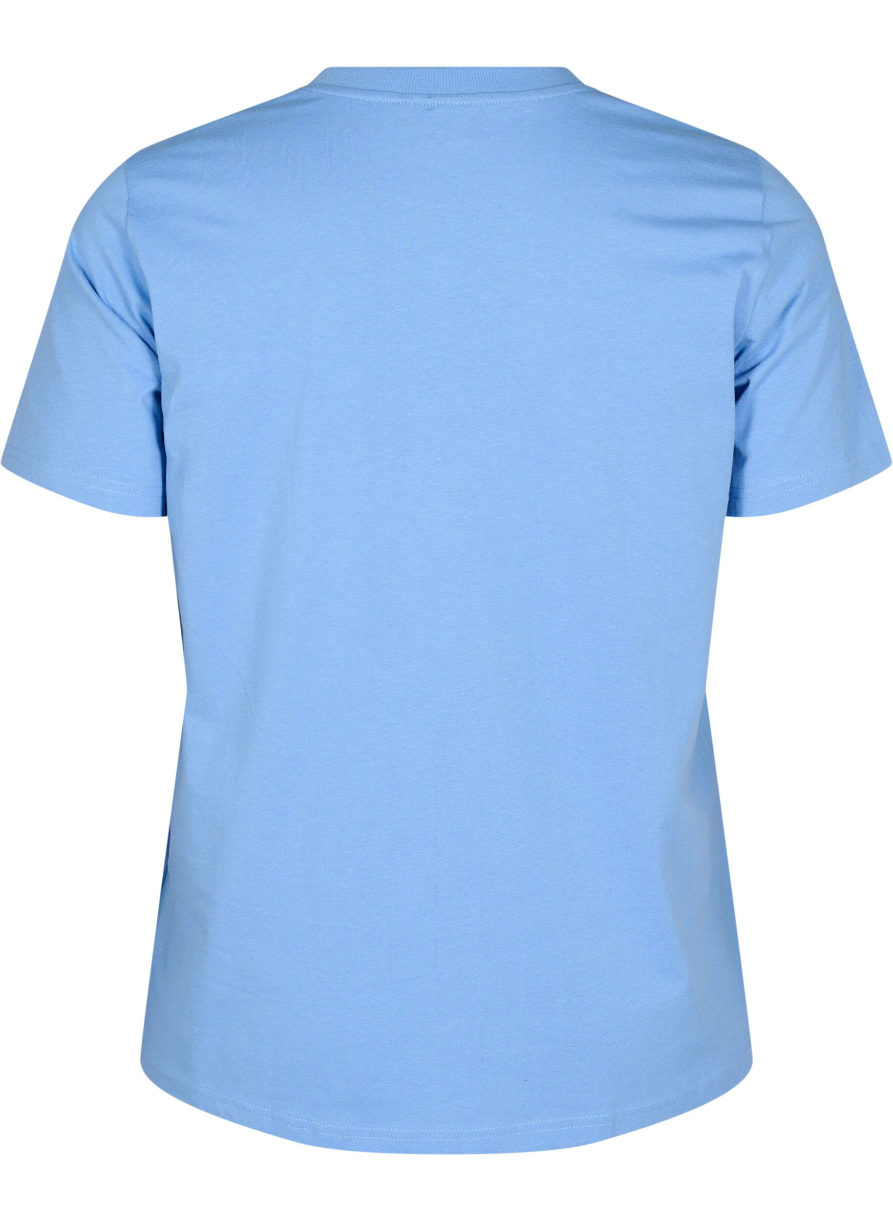 ZizziBasis t-shirt i bomuld med rund hals , Bl&aring;, Packshot image number 1