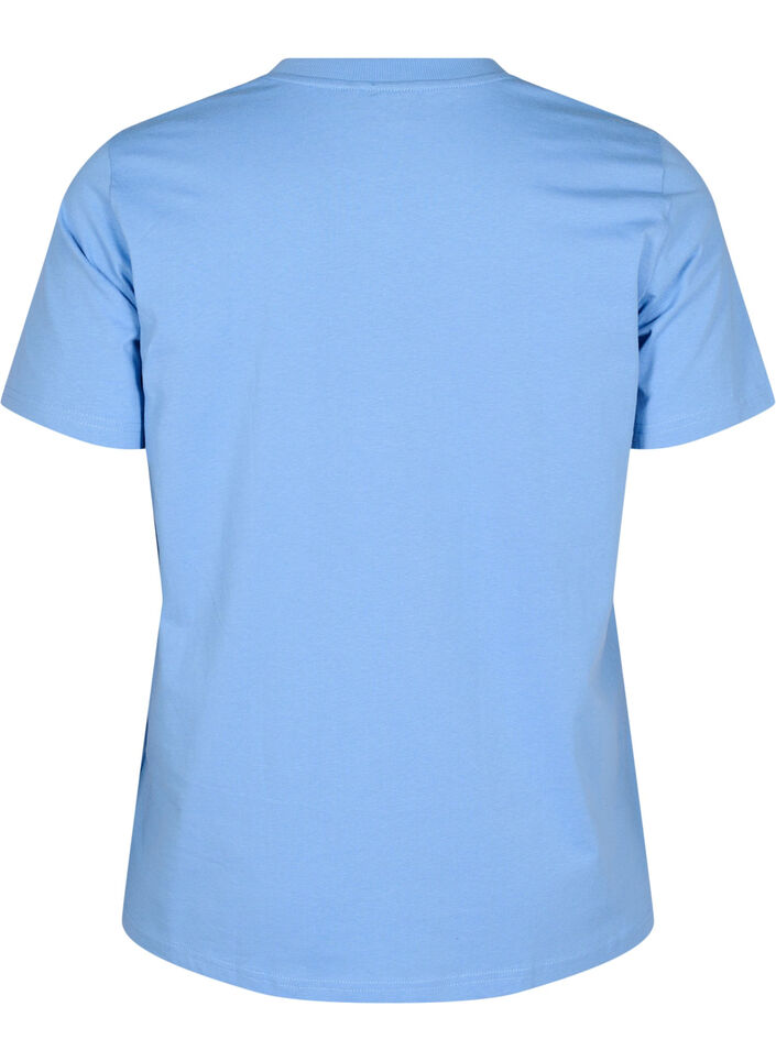 Basis t-shirt i bomuld med rund hals , Bl&aring;, Packshot image number 1