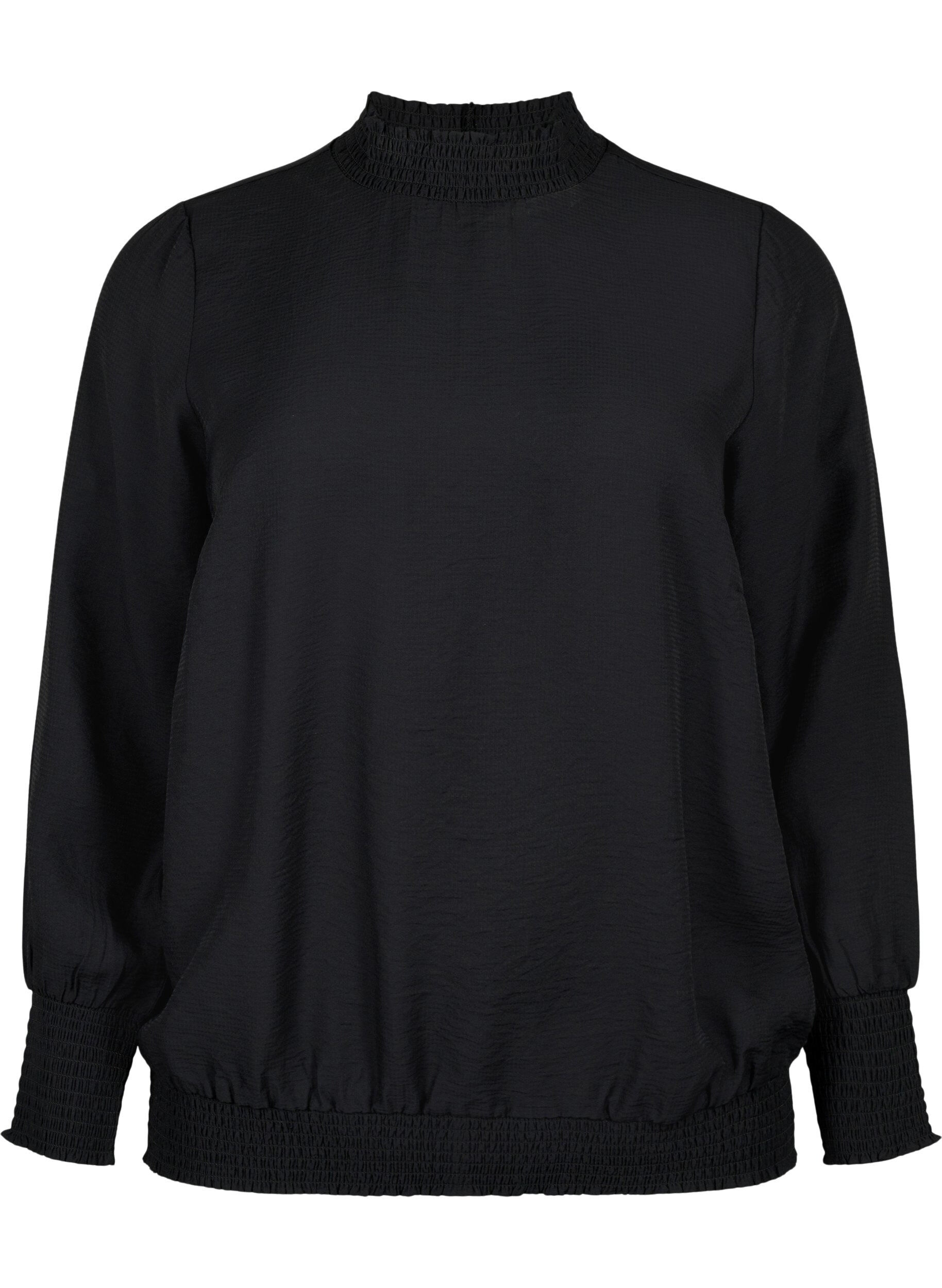 Zizzi Smockbluse i viskose, Black, Packshot image number 0