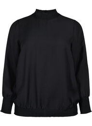 Smockbluse i viskose, Black