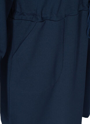 Langærmet tunika med lommer, Navy Blazer, Packshot image number 3