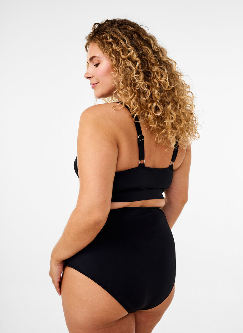 Bikini top med fl&aelig;ser og udtagelig indl&aelig;g, Sort, Model image number 2