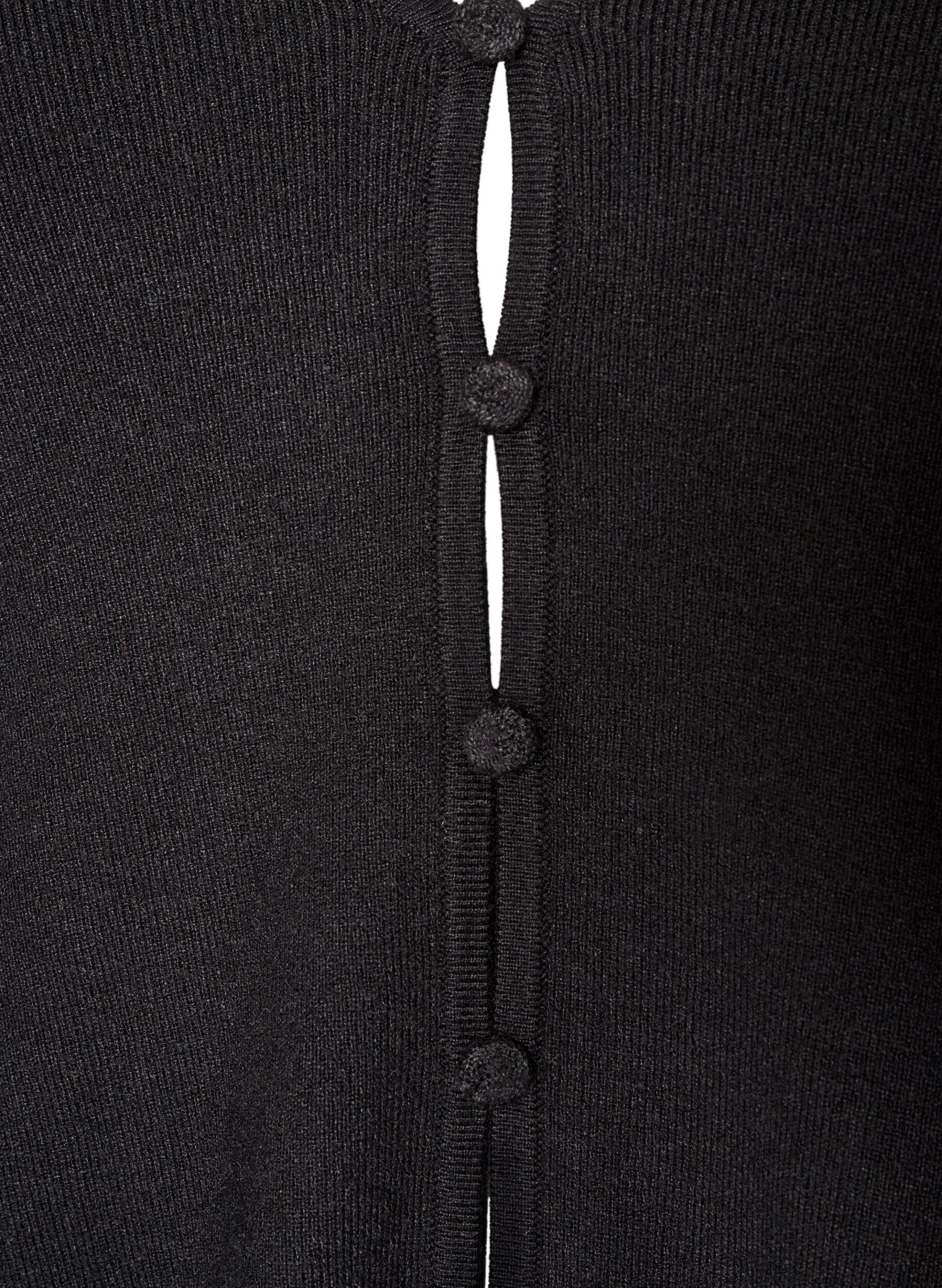 ZizziFinstrikket cardigan med stofbetrukne knapper, Sort, Packshot image number 2